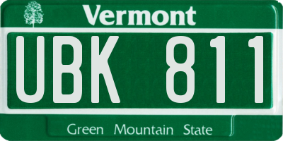 VT license plate UBK811