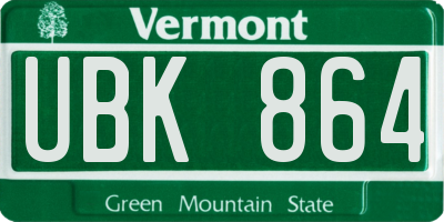 VT license plate UBK864