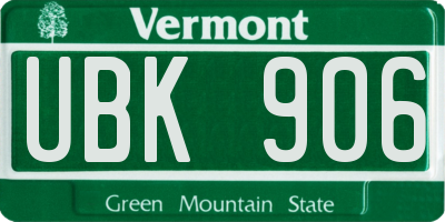 VT license plate UBK906