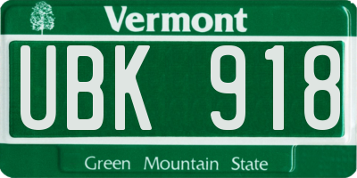 VT license plate UBK918