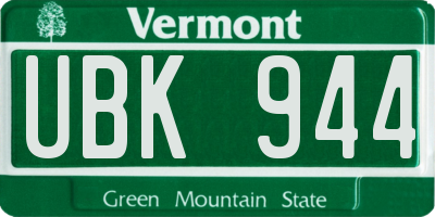 VT license plate UBK944