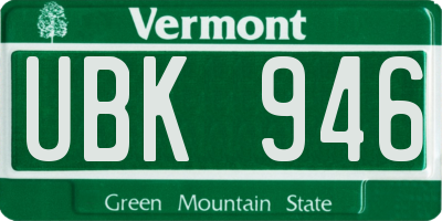 VT license plate UBK946