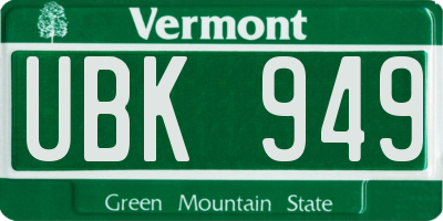 VT license plate UBK949