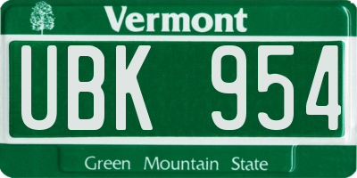 VT license plate UBK954