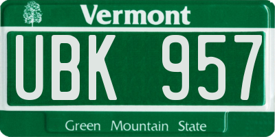 VT license plate UBK957