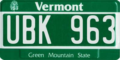 VT license plate UBK963