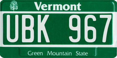 VT license plate UBK967