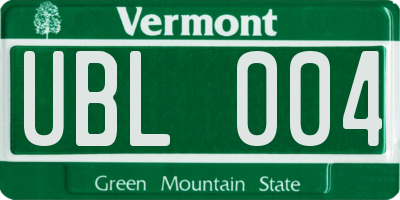 VT license plate UBL004