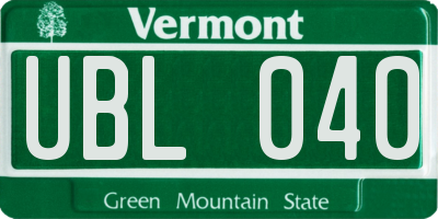 VT license plate UBL040