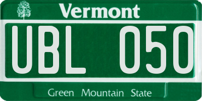 VT license plate UBL050