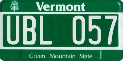 VT license plate UBL057