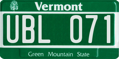 VT license plate UBL071