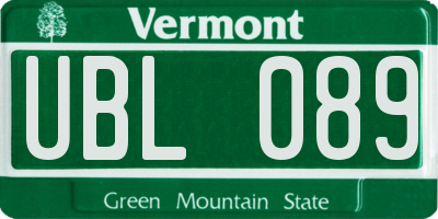 VT license plate UBL089