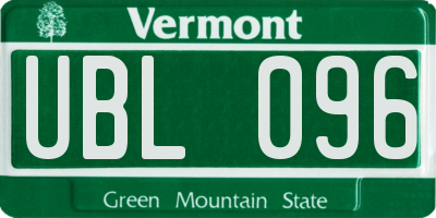 VT license plate UBL096