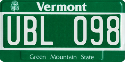 VT license plate UBL098