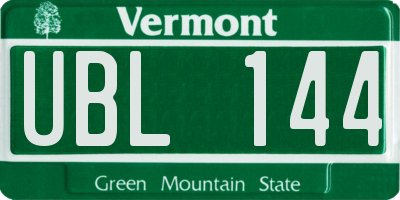 VT license plate UBL144