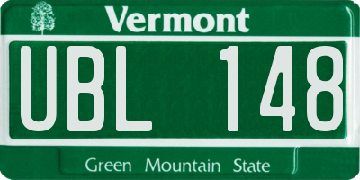 VT license plate UBL148