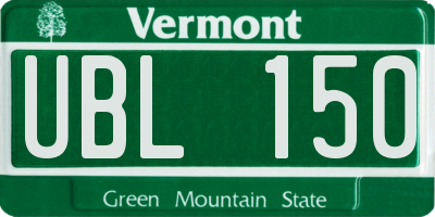 VT license plate UBL150
