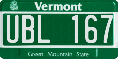 VT license plate UBL167