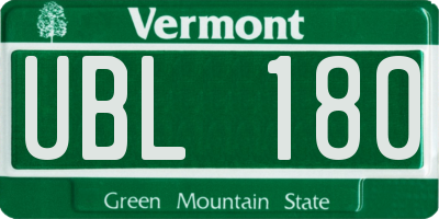 VT license plate UBL180