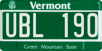VT license plate UBL190
