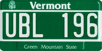 VT license plate UBL196