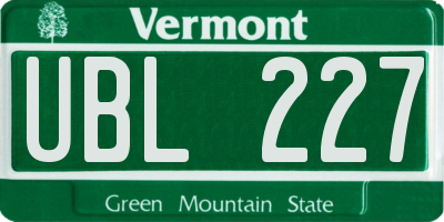 VT license plate UBL227