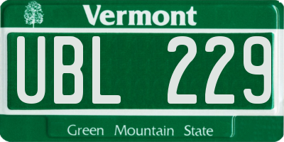 VT license plate UBL229