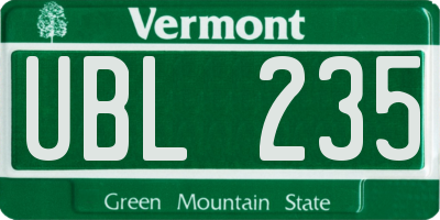 VT license plate UBL235