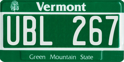 VT license plate UBL267