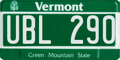 VT license plate UBL290