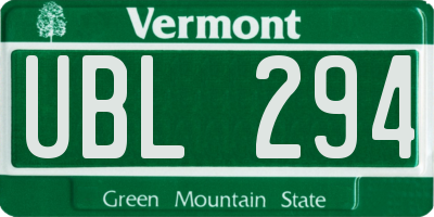 VT license plate UBL294