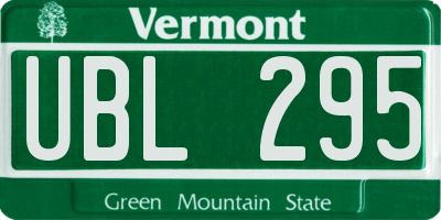 VT license plate UBL295