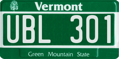 VT license plate UBL301