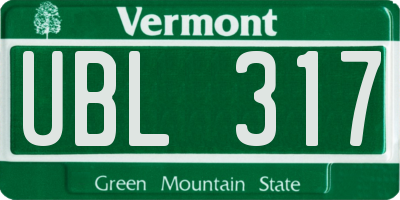 VT license plate UBL317