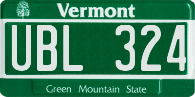 VT license plate UBL324