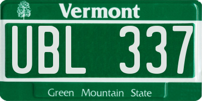 VT license plate UBL337