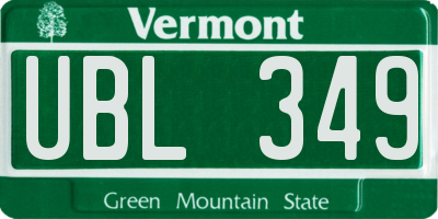 VT license plate UBL349