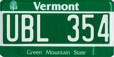 VT license plate UBL354