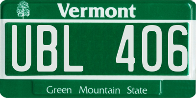 VT license plate UBL406