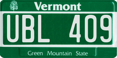 VT license plate UBL409