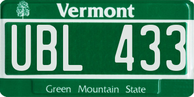 VT license plate UBL433