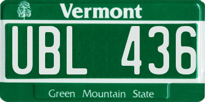 VT license plate UBL436