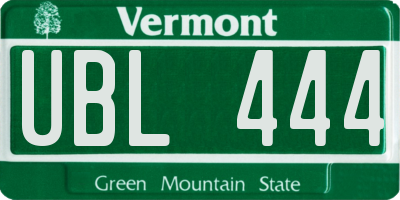 VT license plate UBL444