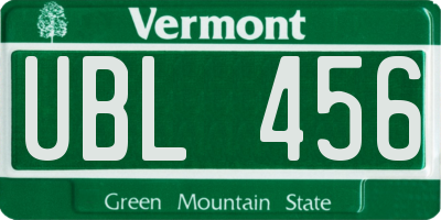 VT license plate UBL456