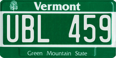VT license plate UBL459