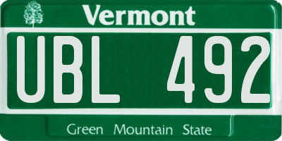 VT license plate UBL492