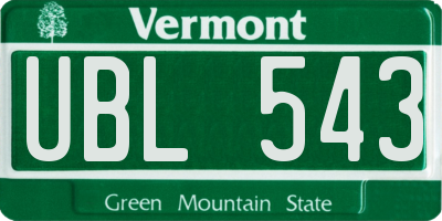 VT license plate UBL543