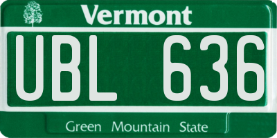 VT license plate UBL636