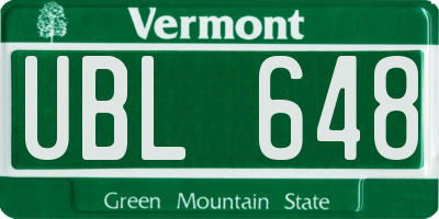 VT license plate UBL648